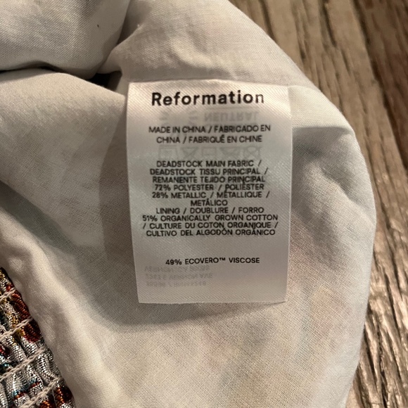 Reformation metallic Jacquard Strapless Bustier Top - Size 8 - Picture 4 of 7